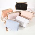thumbnail image 6 of Portable Girls Storage Organizer Lanyard Handbag Bronzing Zipper Lady Clutch Toiletry Bag Cosmetic Storage Bag Makeup Bag PINK, 6 of 8