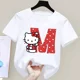 thumbnail image 3 of Camiseta de manga corta de algodón para niños con letras de la A a la Z de Hello Kitty Anime, Sanrio Summer Girly Heart, suave, kawaii, regalo de cumpleaños, camiseta para niños, 3 of 5