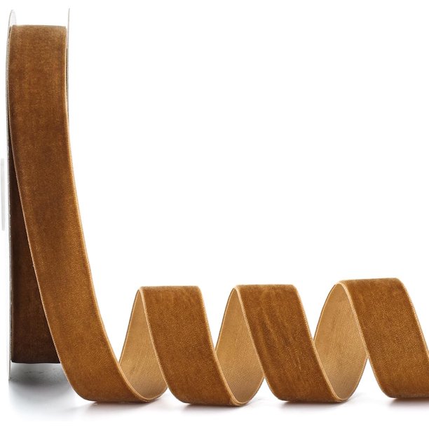 Cinta de terciopelo de café Ewaymado de 1/4 pulgadas x 20 yardas, ideal para envolver regalos, lazos para el cabello, Navidad, decoración de fiestas de bodas (café de 1/4 pulgadas)