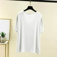 thumbnail image 3 of Fanxing Womens Short Sleeve T Shirts Under $10 Comfy V Neck Tees Shirt Loose Fit Pajamas Tops Pjs Tshirts White,Free Size, 3 of 4