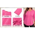thumbnail image 5 of WellSize 3/4 Sleeve Plus Size Womens Blouses Casual Floral Pleats Tops Summer Crewneck Shirts Tunic Curved Hem Blouses, 5 of 7