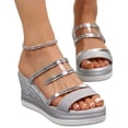 thumbnail image 6 of GERsome Women's Platform Wedge Sandals Open Toe Slip-On Slides Comfort Heels Summer Shoes, Silver Size 7, 6 of 9