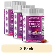 (3 pack) Vitamatic Prebiotic Fiber Gummies for Adults, 7G Extra Strength, Zero Sugar Added, 240 Pectin Based Gummies, Digestive Health & Regularity Support