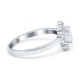 thumbnail image 2 of Art Deco Halo Engagement Ring Round Simulated CZ 925 Sterling Silver Size 7, 2 of 3