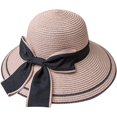 thumbnail image 2 of CoCopeaunts Bow Straw Bucket Hat for Women Summer Foldable Roll up Floppy Basin Hat Packable UV Protection Sun Hat Black Brim, 2 of 8
