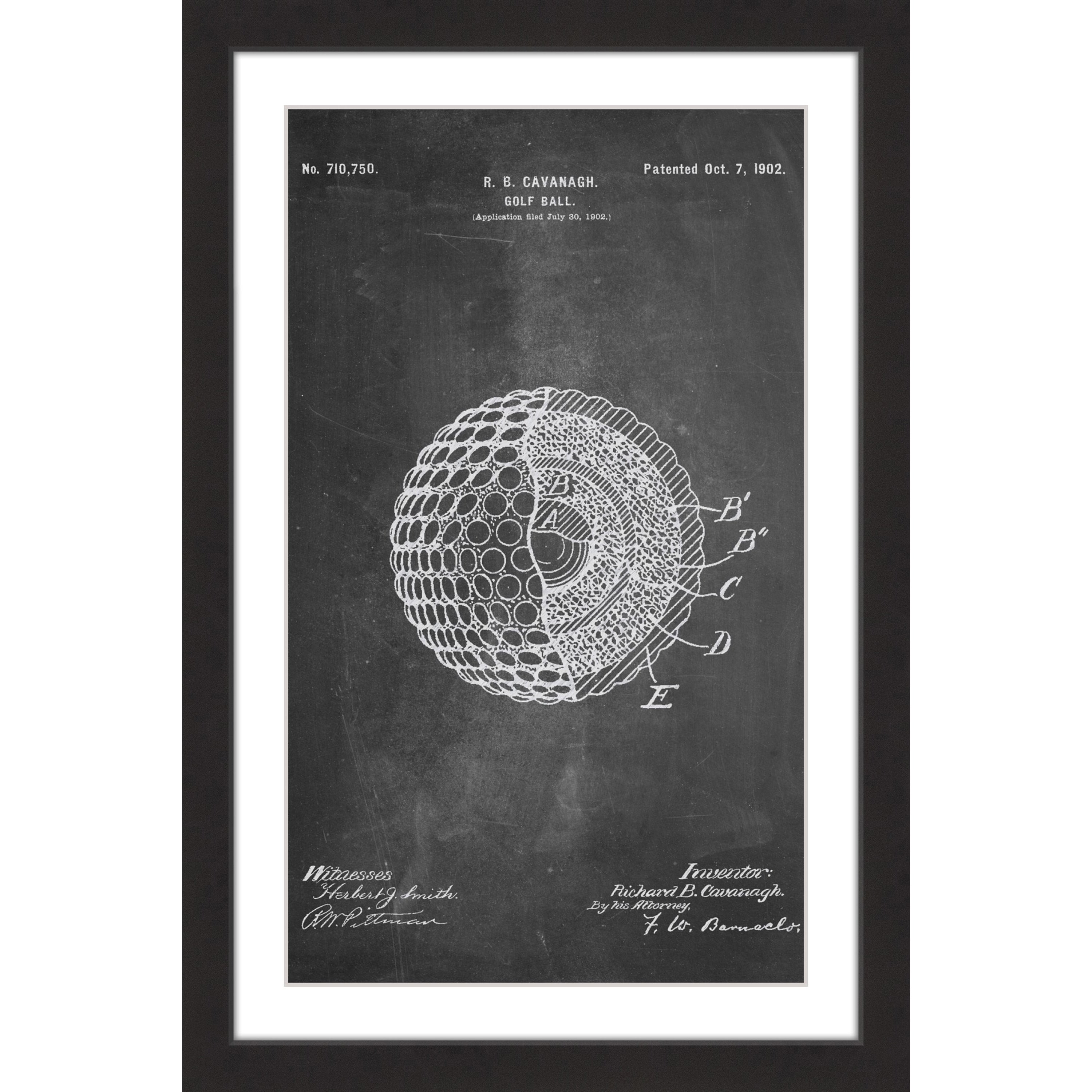 "Golf Ball 1902 Chalk" Framed Painting Print