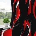 thumbnail image 4 of 2 Panels Red and Black Blackout Curtain for Bedroom,Modern Striped Grommet Window Drapes for Living Room,52x84 Inch, 4 of 7