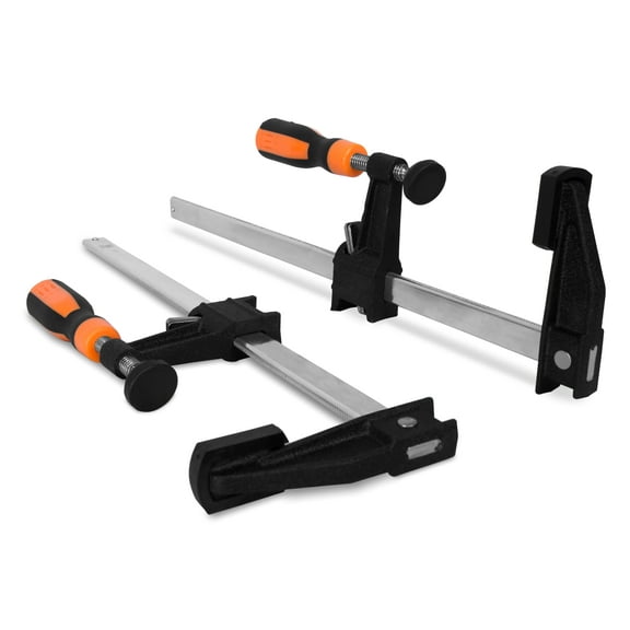 WEN Quick-Adjust 12-Inch Steel Bar Clamps with 2.5-Inch Throat and Micro-Adjustment Handle, Two Pack