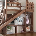 thumbnail image 6 of Harper & Bright Designs Twin over Full House Bunk Bed with Wardrobe and Storage Shelves, Wood Bunk Bed Frame with Ladders and Slides, Antique Natural, 6 of 14