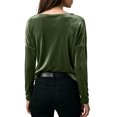 thumbnail image 4 of Huankd 2026 New Velvet Tops for Women Dressy Vintage Long Sleeve Shirts Loose Fit Velour Blouse Crewneck Solid Holiday Party Fashion Dark Green 3XL, 4 of 4