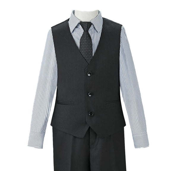 Kids World Boys' 4-Piece Vest Set - black, 4 (Little Boys)