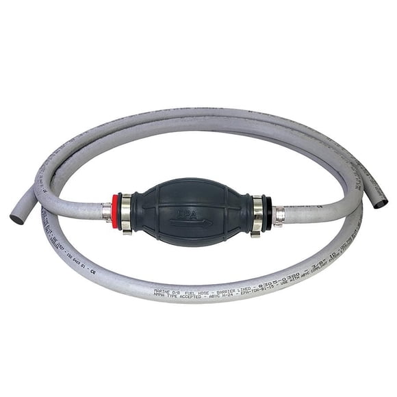 T-H Marine Ligne de Carburant BE-FU-53076-DP GEN III; Universelle; Tuyau Sans Pli; Longueur de 7 Pieds; Diamètre Intérieur de 3/8 Pouce; Approuvé EPA; avec Ampoule d'Amorçage Universelle et Pinces en Acier Inoxydable