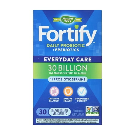 - Natures Way Fortify Daily Probiotic 30 Billion Live Cultures Delayed Release 30 Ct
