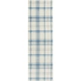 thumbnail image 6 of 8' Runner Blue and Ivory Plaid Power Loom Runner Rug, 6 of 9