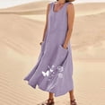 thumbnail image 1 of TIMIFIS Robes pour Femmes Décontractées Amples à Col Rond Sans Manches Robes d'Été Couleur Unie Coton Lin Robe Débardeur Confortable avec Poches, 1 of 5