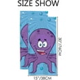thumbnail image 3 of Coolnut Fingertip Hand Towels, Set of 2 Pcs Happy Purple Octopus Absorbent Face Bath Towels for Bathroom Kitchen, 30"x15", 3 of 6