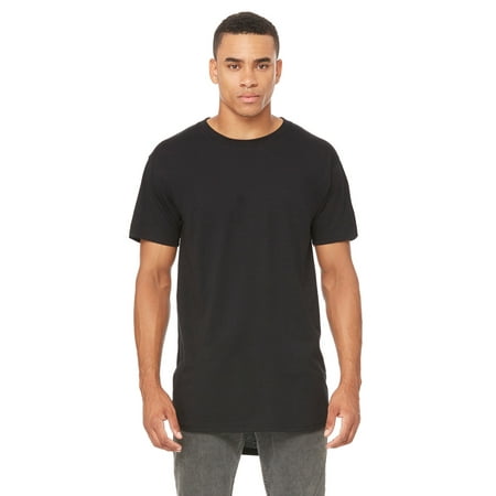 Bella + Canvas Men s Long Body Urban T-Shirt - 3006 Bella + Canvas Men s Long Body Urban T-Shirt - 3006  Bella + Canvas  3006  BLACK  XL  T-Shirts  Mens Tall T Shirts Wholesale  4.2 oz.  100% combed and ring-spun cotton; 30 singles ; Dark Grey Heather is 52% combed and ring-spun cotton  48% polyester; Retail fit ; Long body; Rounded bottom hem ; Drop tail ; Side-seamed
