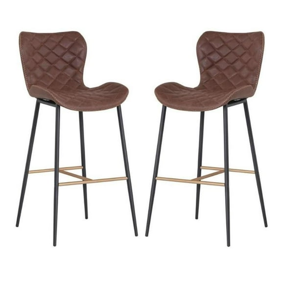 Home Square Lyla 30" Modern Wood Barstool in Antique Brown - Set of 2