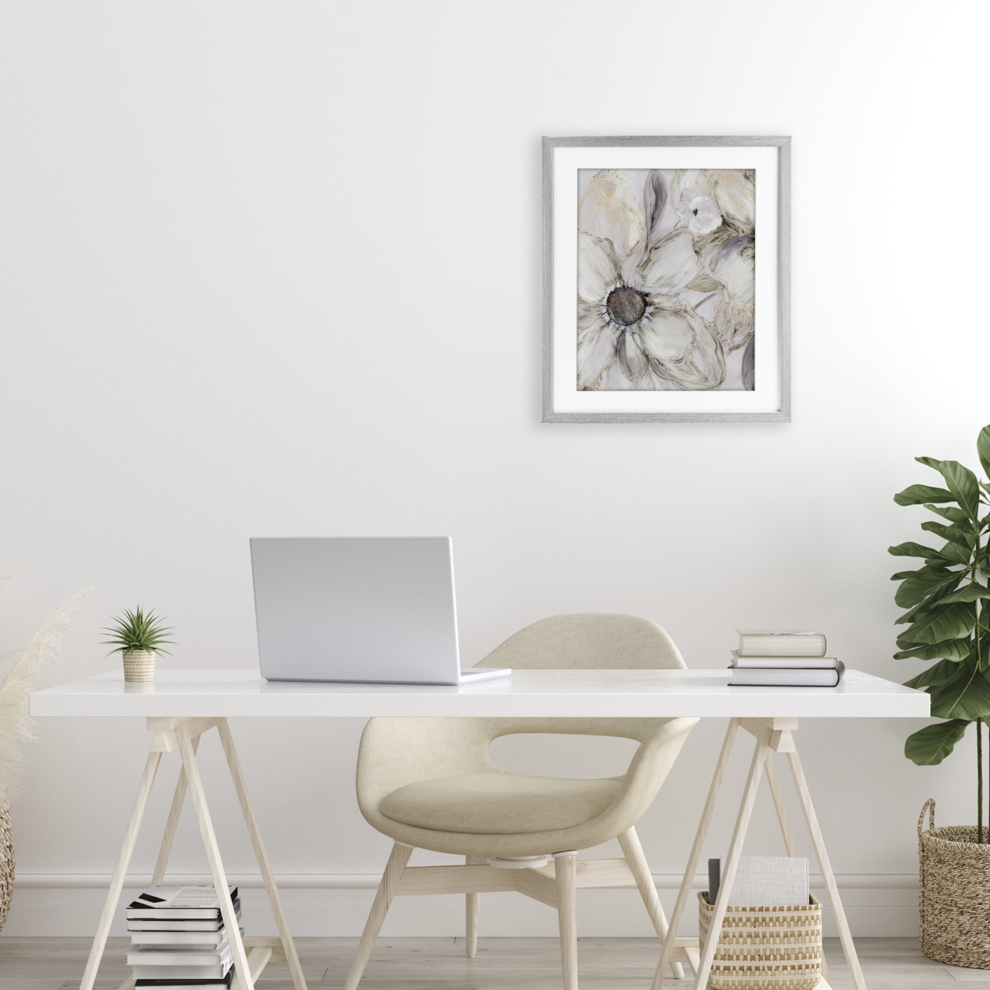 Stupell Industries Neutral Sandstone Blooms Gray Framed Print Under Glass, design by Carol Robinson