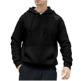 thumbnail image 2 of Sudadera con capucha para hombre, estilo informal, con capucha, color liso, mangas largas en los hombros, blusa de poliéster., 2 of 5