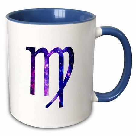 3dRose Virgo horoscope symbol - purple zodiac glyph astrological star sign - Two Tone Blue Mug,