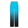 thumbnail image 3 of HOOMEUMY Men's Linen Long Pants Summer Ombre Gradient Color Loose Fit Straight Leg Beach Trousers with Pockets Blue L, 3 of 4