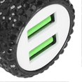 thumbnail image 3 of USB Car Charger 5V Rhinestone Decoration Dual Port Fast Charging Adapter Car Interior AccessoryBlack, 3 of 5