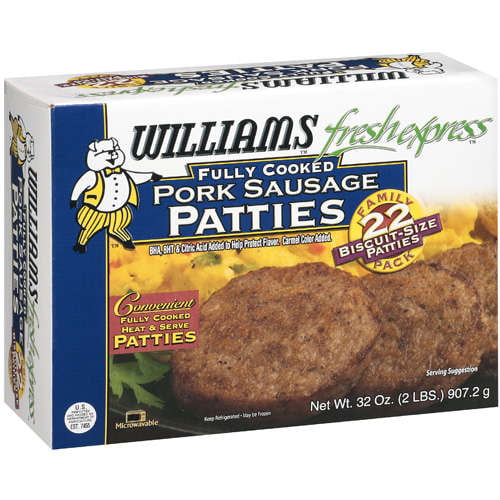 Williams Fresh Express: Fully Cooked Pork Sausage Patties, 32 oz ...