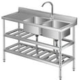 thumbnail image 7 of AOILE Stainless Steel Utility Sink with Faucet & Storage, Freestanding Laundry/Kitchen Sink, 7 of 7