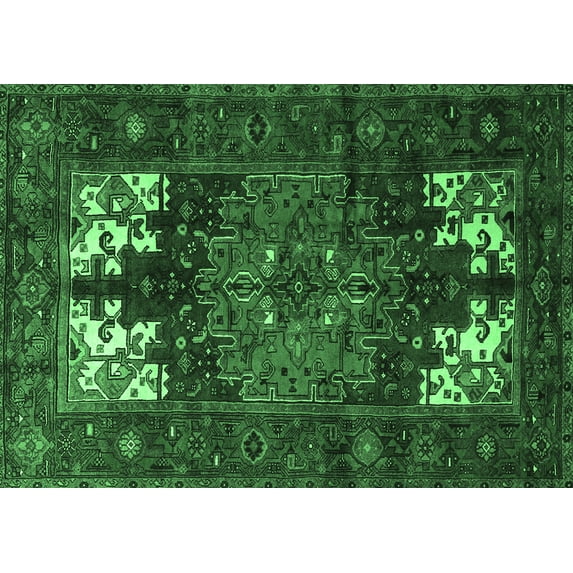 Ahgly Company Indoor Rectangle Persian Emerald Green Traditional Area Rugs, 8' x 12'