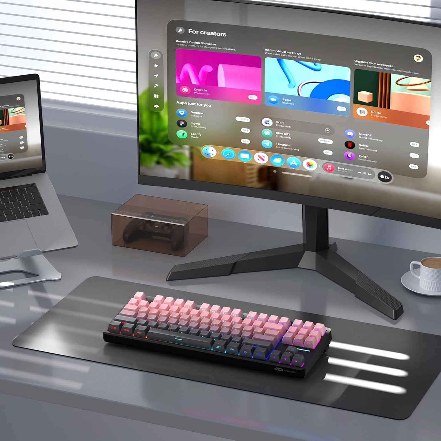 MageGee LIGHT87 Wireless Creamy Keyboard, Gasket Structure, RGB Backlit, 2.4G/USB-C/BT5.0 Hot Swappable 8000mAh Battery