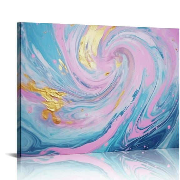 Fenyluxe Swirls Print On Canvas Wall Decor Ready To Hang Home Art Decor Made In America 16x12in
