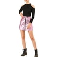 thumbnail image 2 of DARING DIVA Women's A-Line Zipper Front High Waist Mini Skirt S Pink, 2 of 7