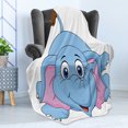 thumbnail image 4 of Cartoon Soft Flannel Fleece Throw Blanket, Baby Kids Children Playroom Girls Boys Art Comic Print, Cozy Plush for Indoor and Outdoor Use, 60" x 80", Blue and Pink, by Ambesonne, 4 of 5