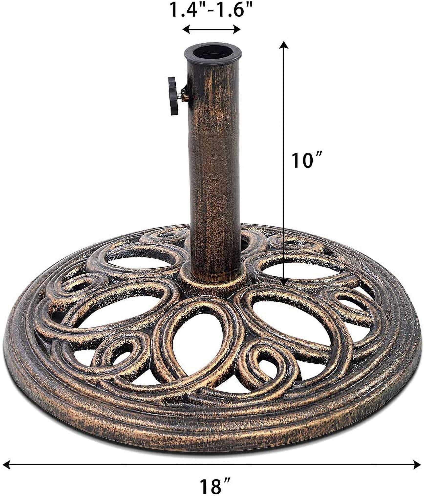 Themis 18" Round Umbrella Base Stand 23Lbs Cast Iron Market Patio Outdoor Deck Porch Lawn Garden Heavy Duty Patio Umbrella Base Stand