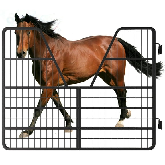 Horse Stall Door having 52" W x 42" H, Horse Stall Guard showcasing Yoke Design, Horse Stall Gate featuring Heavy-Duty Thick Steel Frame, Fits Standard Barn Doorways