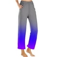 thumbnail image 2 of EQWLJWE Women Summer Wide Leg Pants 2024 New Gradient Print Elastic Waisted Beach Trousers Long Lounge Straight Pant with Pockets for Beach Trips(S-2XL), 2 of 5