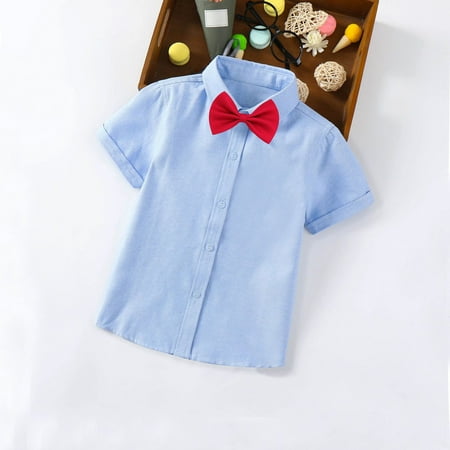 

Shldybc Boys Dress Shirts Button Down Shirt Long Sleeve Boys Kids Shirts and Tie Sets Solid Color Uniforms Baby Boy Clothes on Clearance( 6-7 Years Blue )