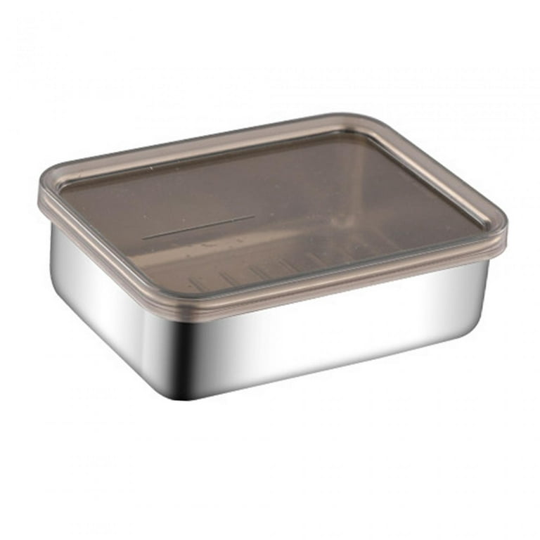 Stainless Steel Food Storage Container Rectangle Fridge Organizer Leakproof Metal  Meal Prep Containers for Picnic, Camping, Work, Travel 13.3cmx10cmx4cm 