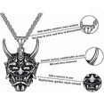 thumbnail image 3 of ghost warrior Prajna Rakshasa Horn Skull Pendant Necklace for Men Boys,Stainless Steel Cool Retro Vintage Punk Biker Cocktail Party Pendant Necklacce, 3 of 3