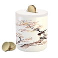 thumbnail image 1 of Art Piggy Bank, Traditional Chinese Paint of Flowers Plum Blossom Birds on Tree Romance Print, Ceramic Coin Bank Money Box for Cash Saving, 3.6" X 3.2", Pale Yellow Brown, by Ambesonne, 1 of 4