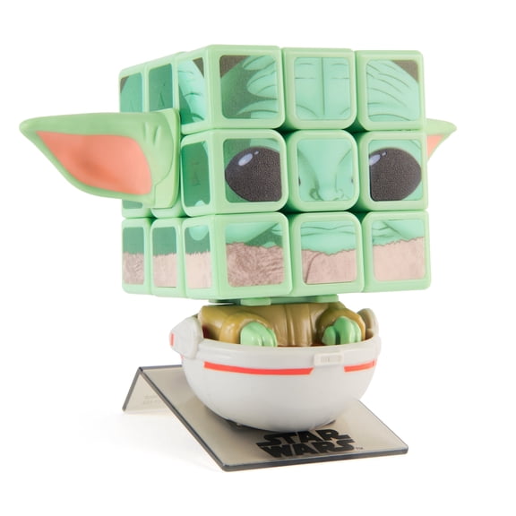 Open Box Spin Master Rubik's Cube Star Wars Grogu Cuber 3x3 Classic Color-Matching Puzzle with Display Stand, Fidget Toy for Kids Ages 8 and Up, Collectible Figure 6073467