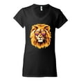 thumbnail image 2 of Lion With Sunglasses Animal Lover Women's Standard V-Neck Tee, Black, Small, 2 of 3