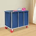 thumbnail image 4 of ChicHomey Commercial Laundry Cart with Wheels,Heavy Duty Stainless Steel Laundry Trolley Cart,260 lbs Capacity,for Industrial/Home,Blue, 4 of 12