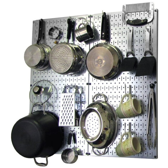 Organisateur de Cuisine Mural 30-KTH-200 GVW Pack de Rangement et d'Organisation Accessoires, Argent/blanc
