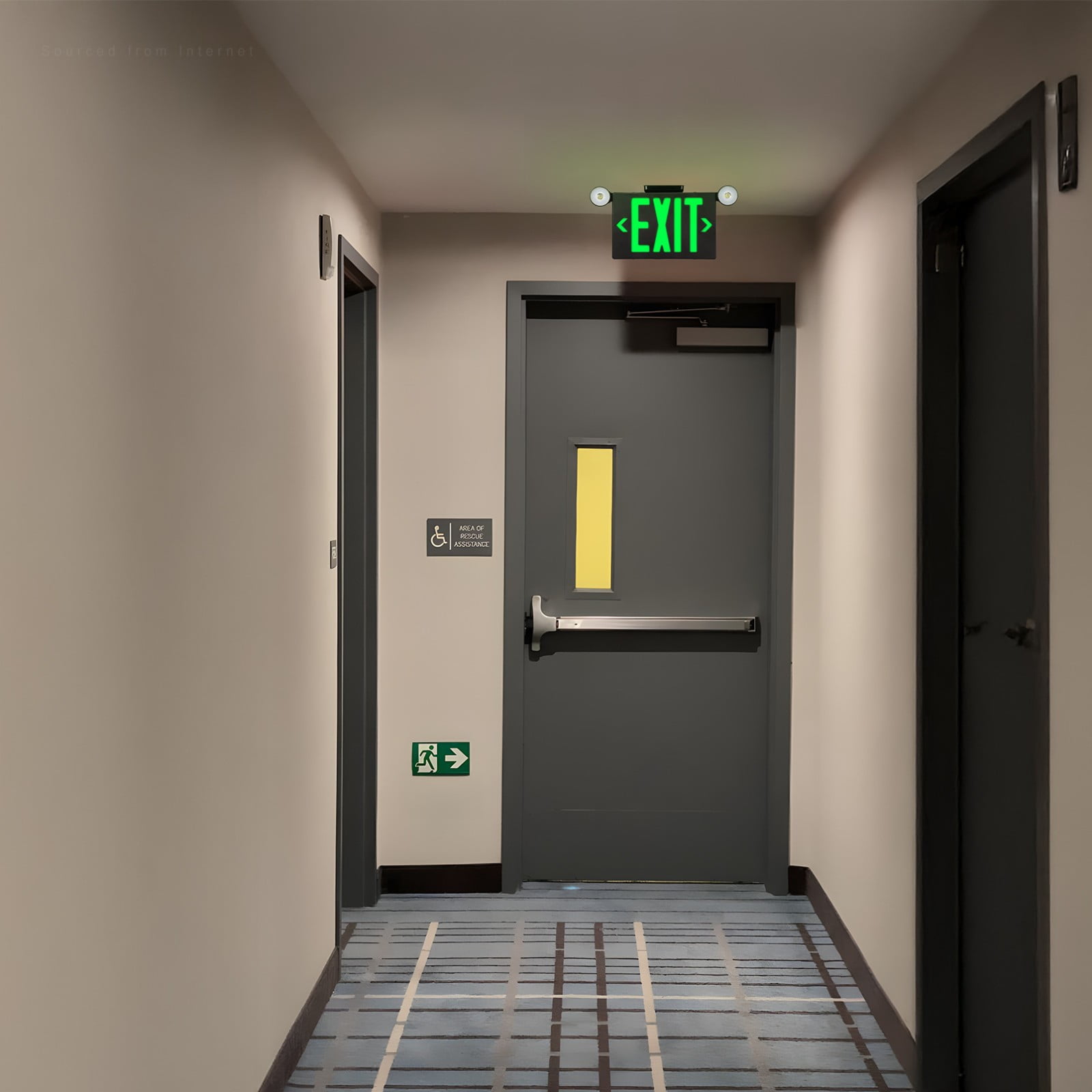 8 Pack Green LED Exit Sign Emergency Lights, Double Face, UL 924 Combo Exit Light, Two Adjustable Head Emergency Exit Light, Backup Battery for Business, Commercial, Black