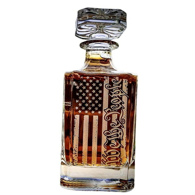 Decantador de Whisky Grabado en Vidrio Ormromra Bandera Estadounidense 12*17*8cm