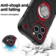 thumbnail image 6 of Rugged Case for iPhone 15 Pro Max Ring Holder Kickstand Cover with Screen Protective Film, Heavy Duty Triple-Layers Military Grade Hybrid Shockproof Drop Resistant Case, Black+Red, 6 of 6