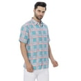 thumbnail image 5 of HAPPY BAY Plaid Men's Classic Short Sleeve Casual Poplin Shirts Button Down Flannel Shirt for Men M Checks Big, Green Summer, 5 of 6