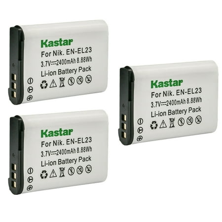 Kastar 3-Pack Battery Compatible with Nikon EN-EL23 EL23 Battery MH-67 MH-67P Charger Nikon Coolpix B700 Coolpix P600 Coolpix P610 Coolpix P610s Coolpix P900 Coolpix P900s Coolpix S810c Camera